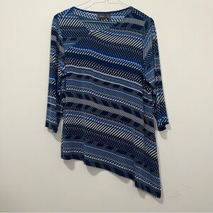 Chicos Travelers Asymmetric Tunic Womens 2 US L Slinky Knit 3/4 Sleeves Travel